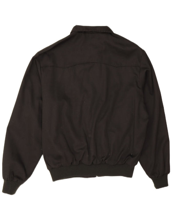 Vintage hombres bomber chaqueta Reino Unido 40 poliéster negro grande