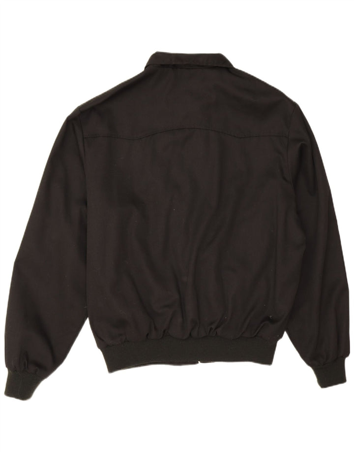 Vintage hombres bomber chaqueta Reino Unido 40 poliéster negro grande