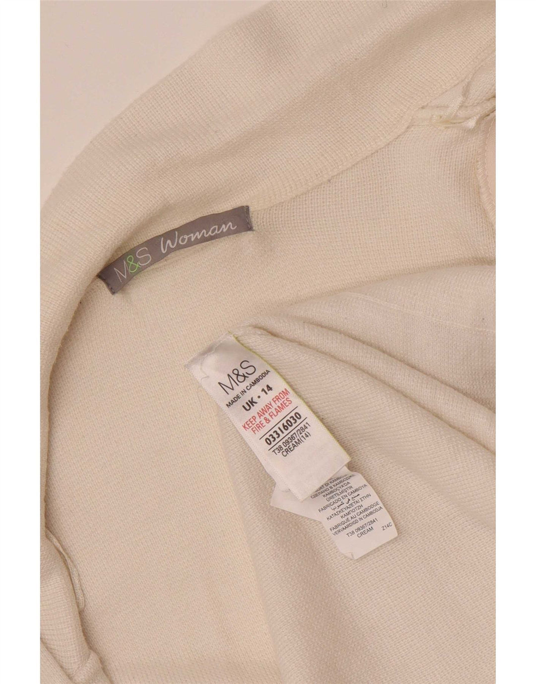 Marks & Spencer Suéter tipo cárdigan abierto para mujer UK 44 Poliamida beige medio