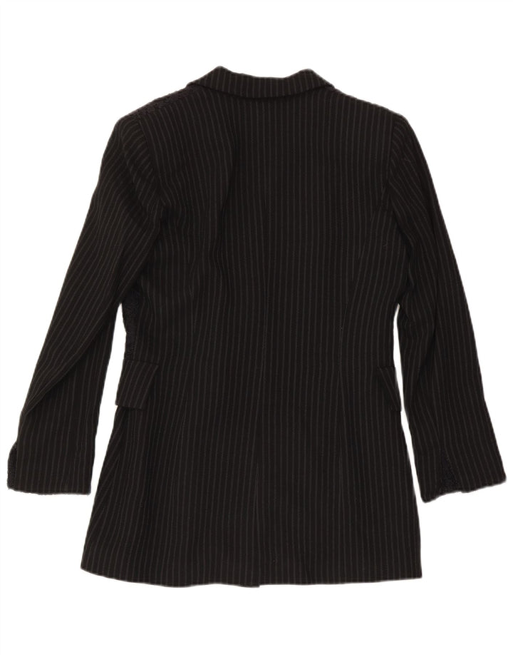 Modyva Chaqueta Blazer De 1 Botón Para Mujer IT 42 Mediana Lana A Rayas Negra