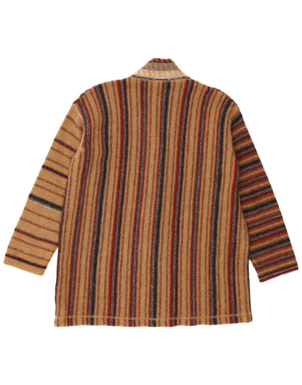 Vintage mujeres suelta ajuste cardigan suéter Reino Unido 16 grande marrón rayas