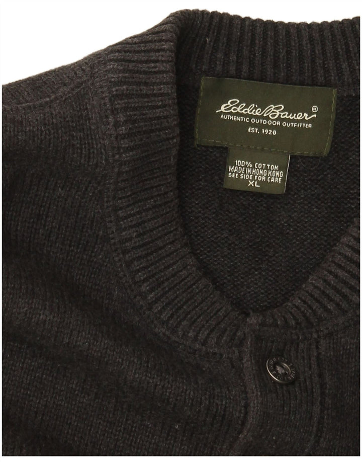 EDDIE BAUER Jersey de cuello redondo para hombre XL Algodón gris
