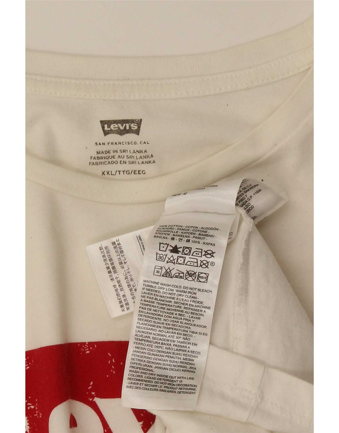 Levi's Camiseta gráfica para hombre Top 2XL Algodón blanco