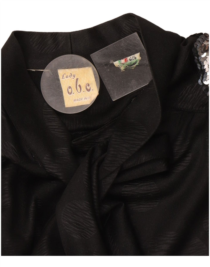 Vintage mujer frente corbata camisa blusa IT 46 gran lunar negro