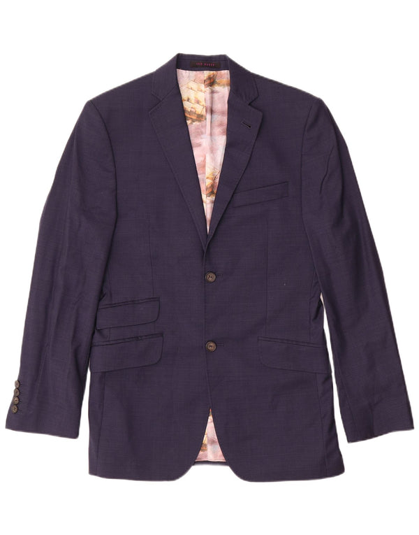 Ted Baker Chaqueta tipo blazer de 2 botones para hombre UK 36 Small Lana azul marino