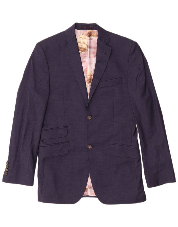 Ted Baker Chaqueta tipo blazer de 2 botones para hombre UK 36 Small Lana azul marino