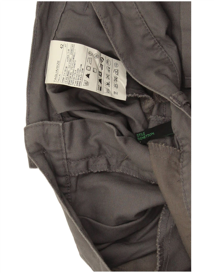 Bermudas Benetton Mujer IT 42 Medium W32 Gris Algodón