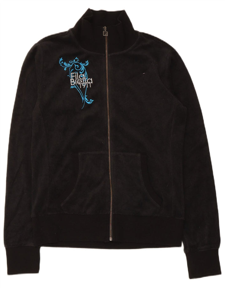 Fila Chaqueta superior de chándal gráfico para mujer Reino Unido 12 Mediana Algodón negro
