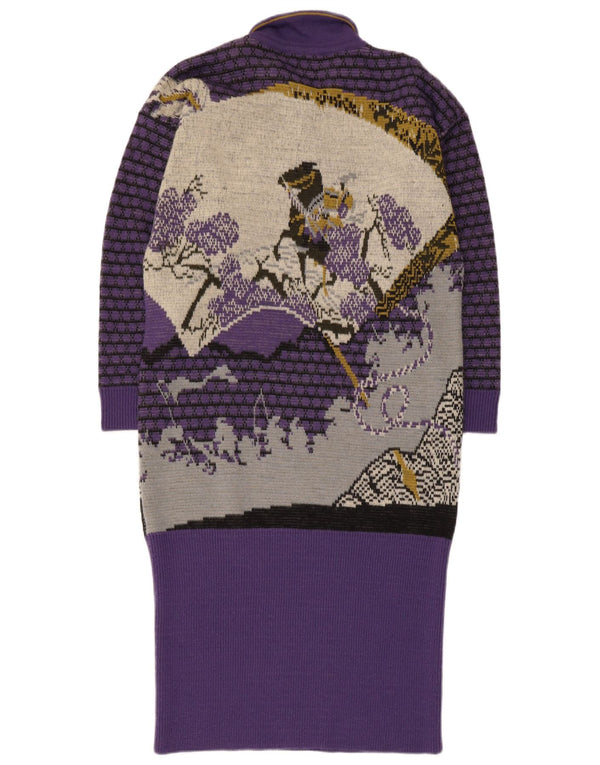 Vestido tipo jersey con estampado gráfico para mujer Indigo UK 40 Large Purple Lambswool