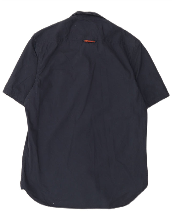 Superdry Camisa militar de manga corta para hombre, tamaño grande, algodón azul marino