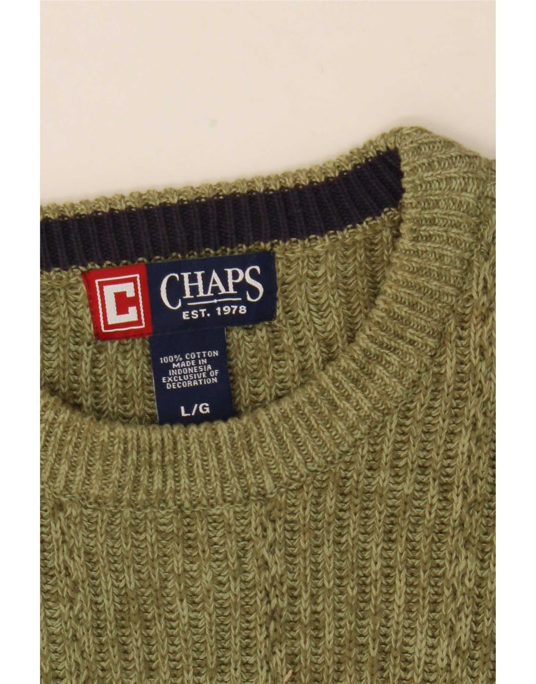 Chaps Jersey de cuello redondo para hombre de algodón moteado verde grande