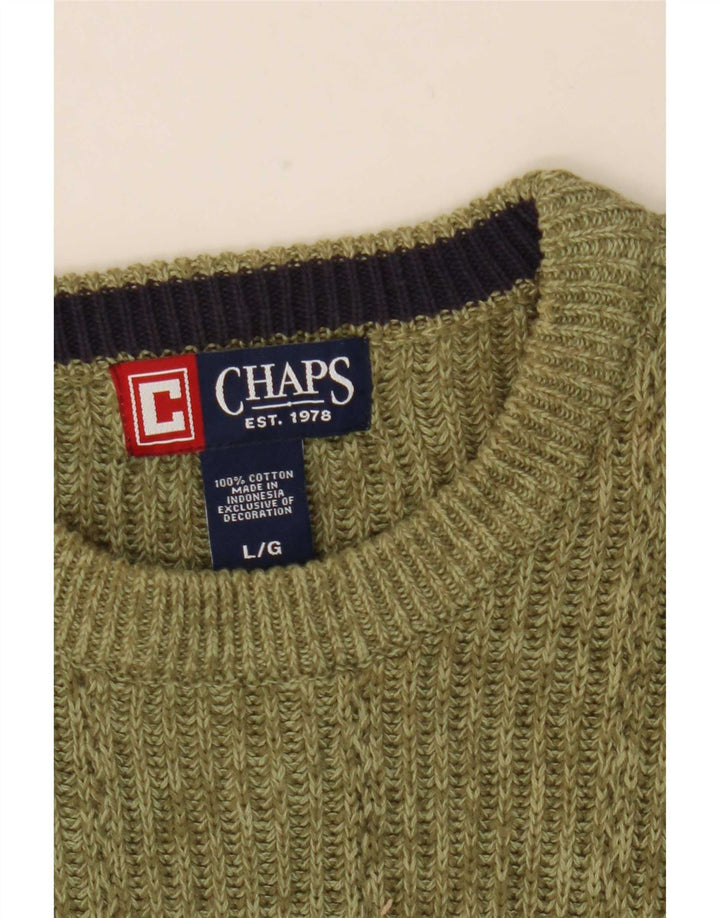 Chaps Jersey de cuello redondo para hombre de algodón moteado verde grande