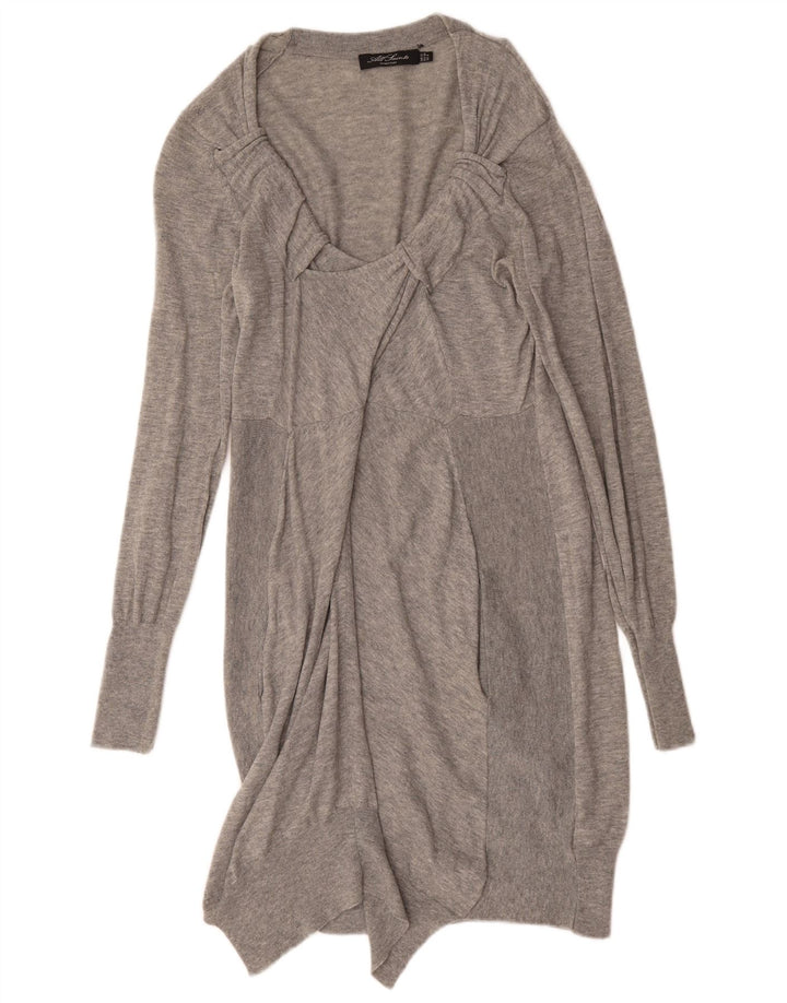 All Saints Vestido tipo jersey de manga larga para mujer UK 40 Lana gris medio