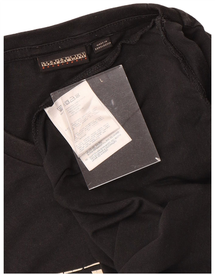 NAPAPIJRI Camiseta con gráfico geográfico para hombre Top grande de algodón negro