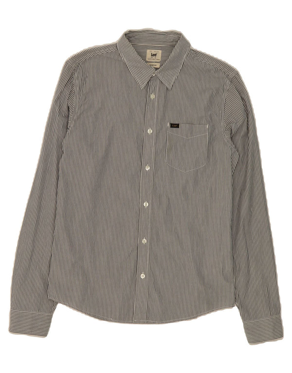 LEE Mens Shirt Medium Grey Pinstripe Cotton
