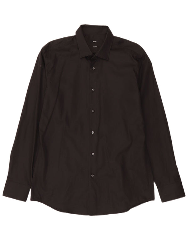 Hugo Boss Camisa Slim Fit para hombre Talla 41 16 1/2 Grande Negro