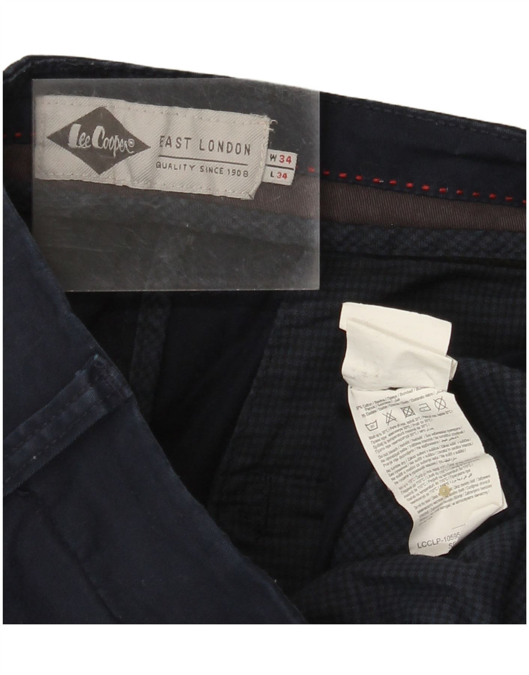 LEE COOPER Pantalones chinos ajustados para hombre W34 L34 Algodón azul marino