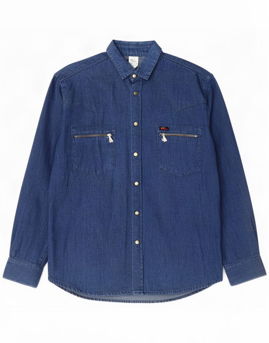 Roy Rogers Camisa vaquera para hombre Algodón azul medio