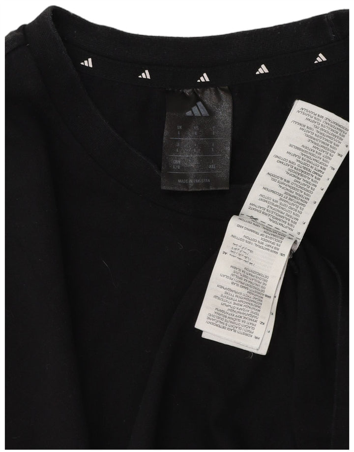 Adidas - Camiseta para hombre, talla grande, algodón negro