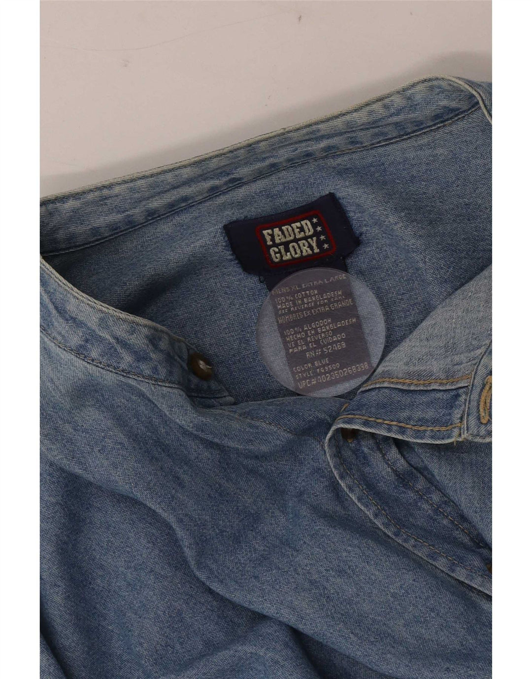 Faded Glory Camisa vaquera para hombre XL Algodón azul