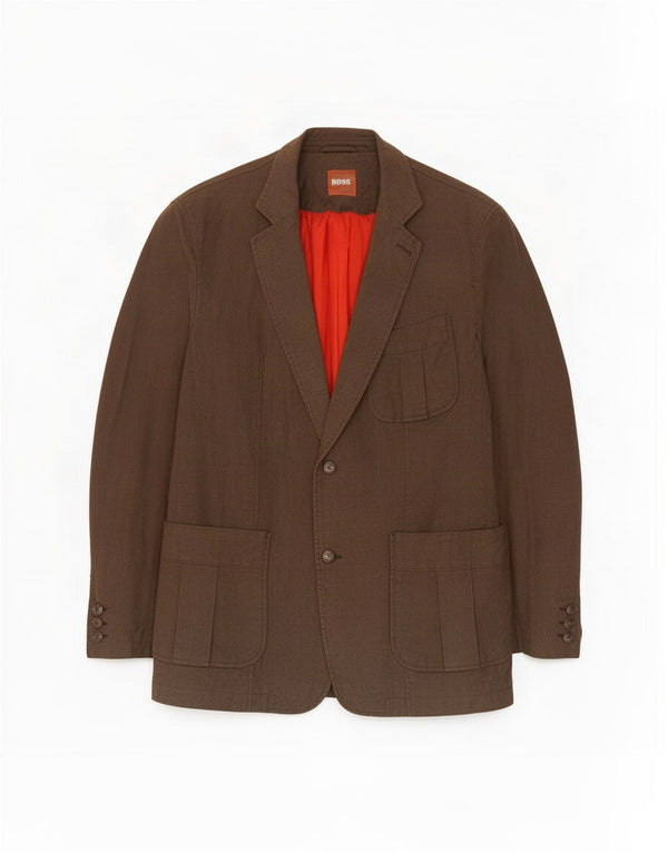 Hugo Boss Chaqueta tipo blazer de 2 botones para hombre EU 54 2XL Algodón marrón