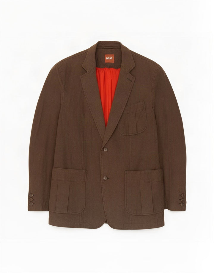 Hugo Boss Chaqueta tipo blazer de 2 botones para hombre EU 54 2XL Algodón marrón