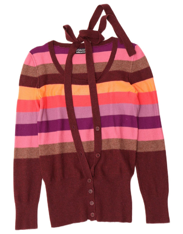 Sonia Rykiel Suéter tipo cárdigan para mujer UK 10 Small Multicolor Rayas
