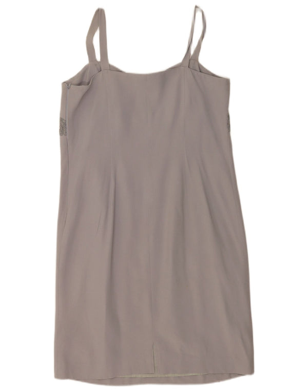Vintage Womens Sleeveless Sheath Dress IT 48 XL Grey Floral