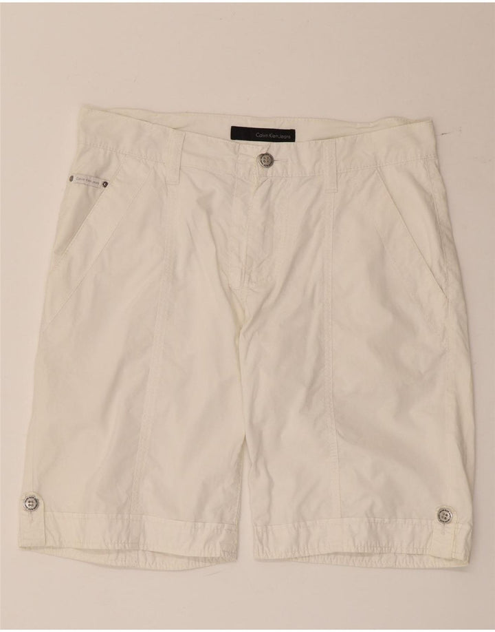 Pantalones cortos chinos Calvin Klein para hombre W32 mediano blanco
