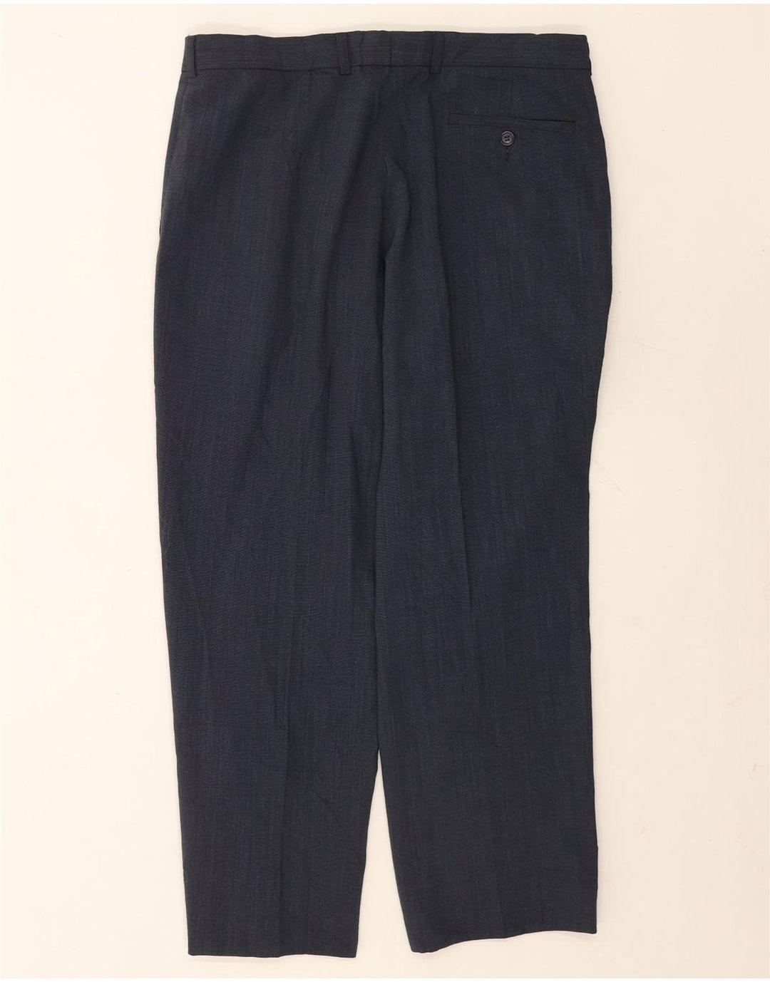 Marks & Spencer Pantalón de traje recto para hombre W34 L29 Poliéster azul marino