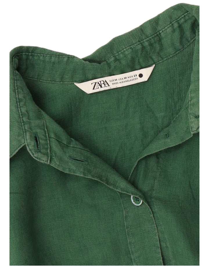Zara Mujer Camisa Extragrande UK 44 Verde Medio