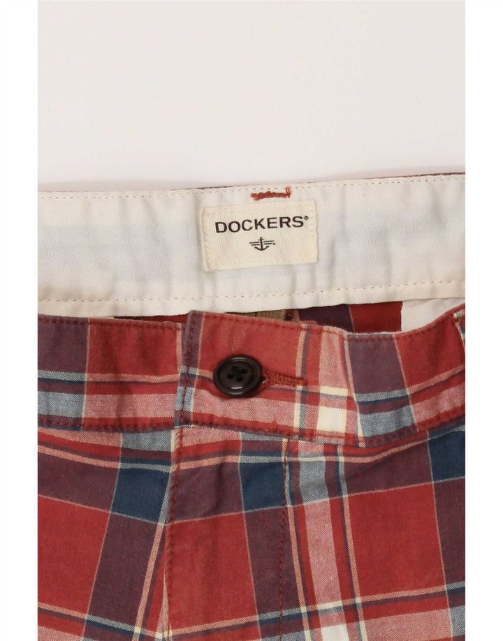 Dockers Pantalones cortos chinos para hombre W34 Algodón a cuadros rojos grandes