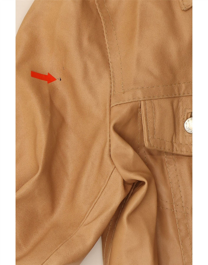 PLEASE Womens Leather Jacket UK 16 Large Beige Vintage Please and Second-Hand Please from Messina Hembry 