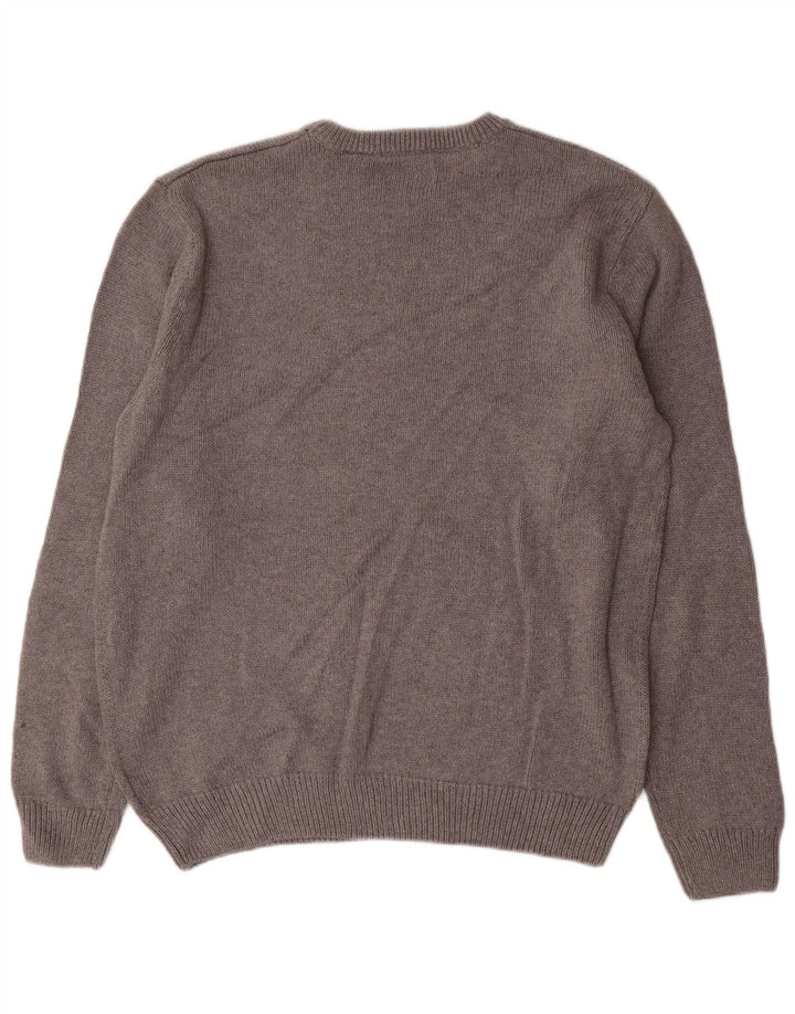 CHAPS Jersey de cuello redondo para hombre, suéter grande de algodón gris