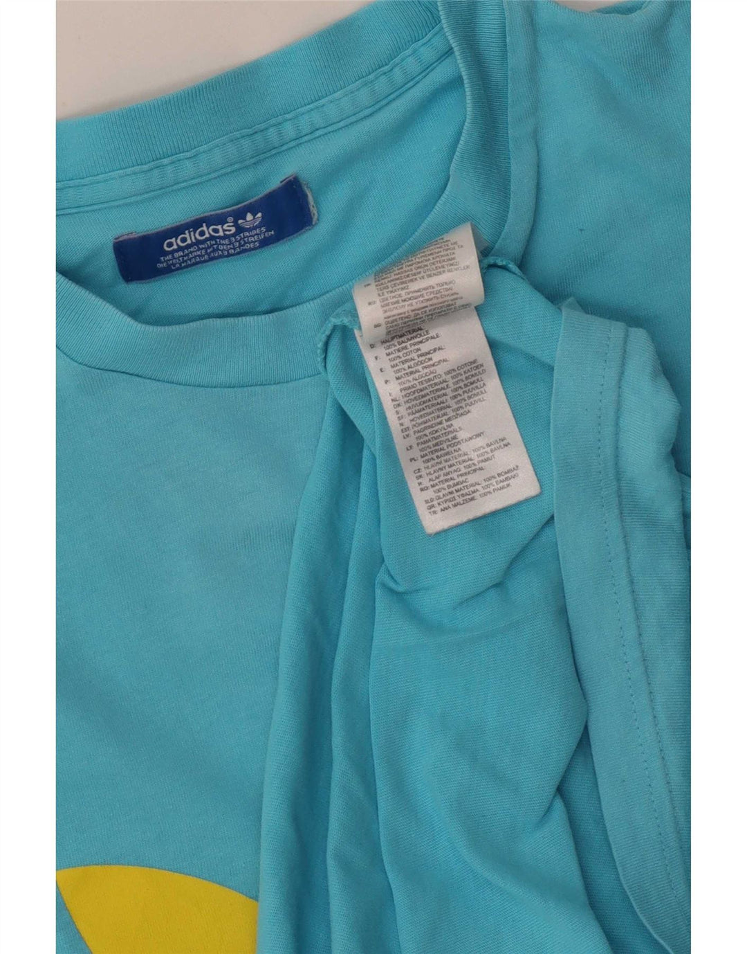 Adidas Hombre Camiseta Gráfica Top Algodón Azul Medio