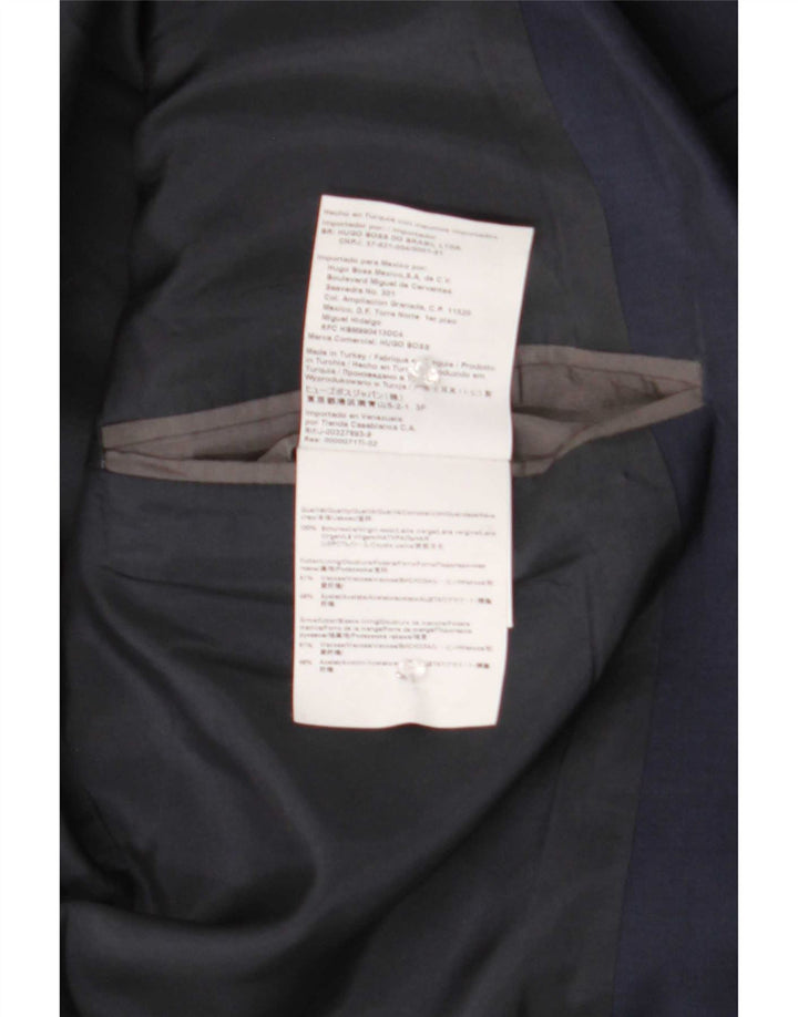 Hugo Boss Chaqueta tipo blazer de 2 botones para hombre EU 46 Small Lana virgen azul marino