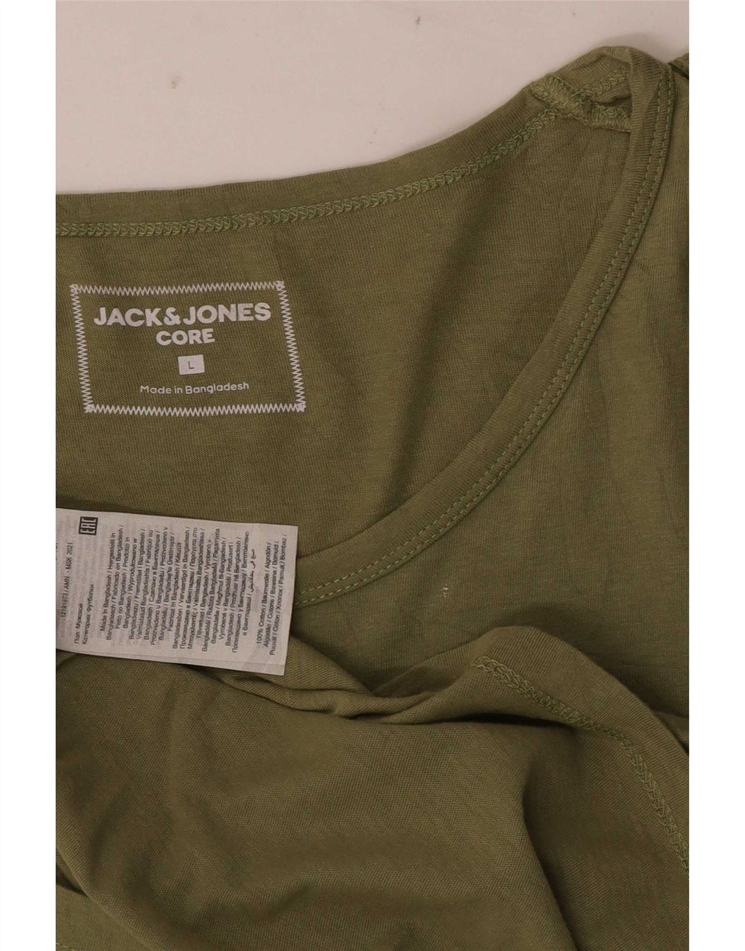 Jack & Jones Hombre Graphic Vest Top Large Algodón Verde