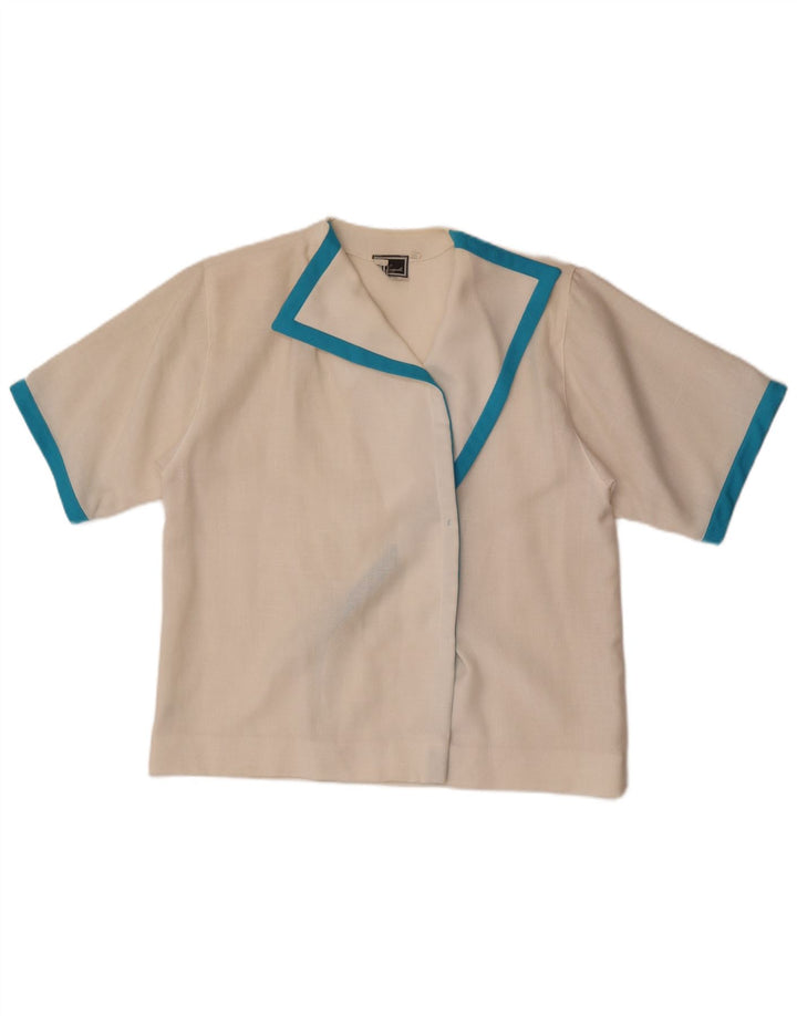 Luisa Spagnoli Cárdigan para mujer IT 46 Large Blanco Colorblock Poliéster