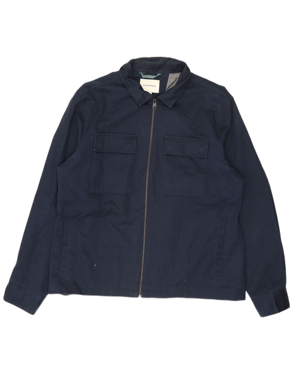 Marks & Spencer Chaqueta Bomber Autograph para Hombre UK 42 XL Algodón Azul Marino
