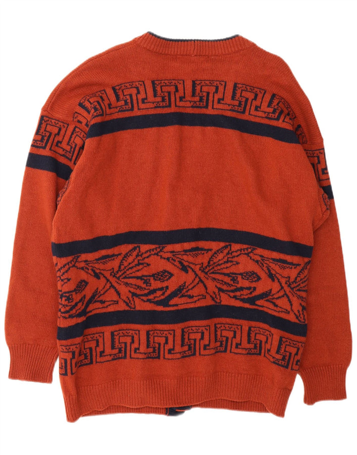 ICEBERG Cárdigan gráfico para hombre de lana virgen geométrica marrón medio