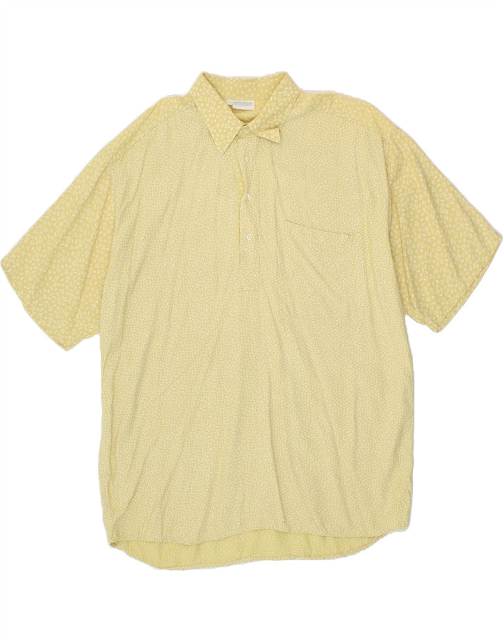 VINTAGE Mens Abstract Pattern Short Sleeve Pullover Shirt IT 54 XL Yellow Vintage Vintage and Second-Hand Vintage from Messina Hembry 
