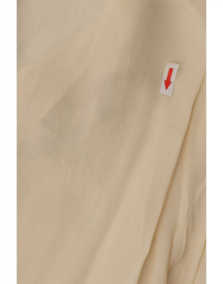 Blusa vintage para mujer IT 42 Seda floral blanca mediana