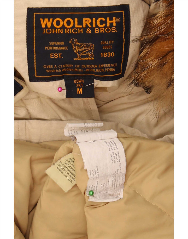 Woolrich Abrigo acolchado con capucha para mujer Reino Unido 44 Algodón beige medio