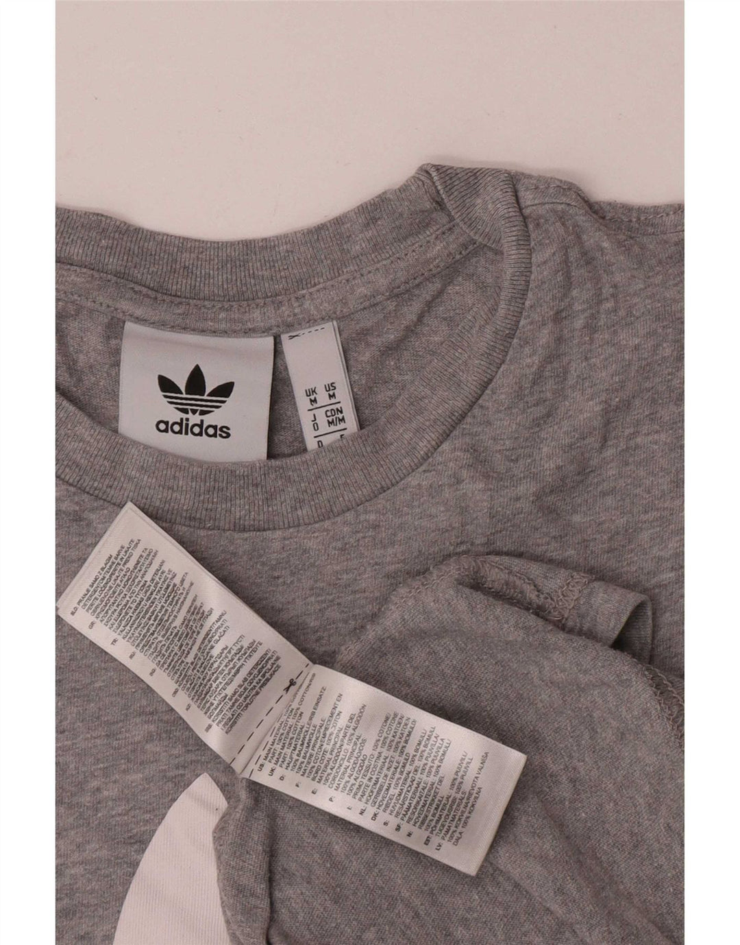 Adidas Hombre Camiseta Gráfica Top Algodón Gris Medio