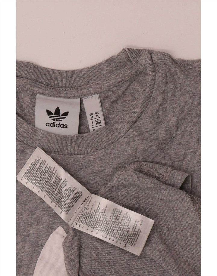 Adidas Hombre Camiseta Gráfica Top Algodón Gris Medio