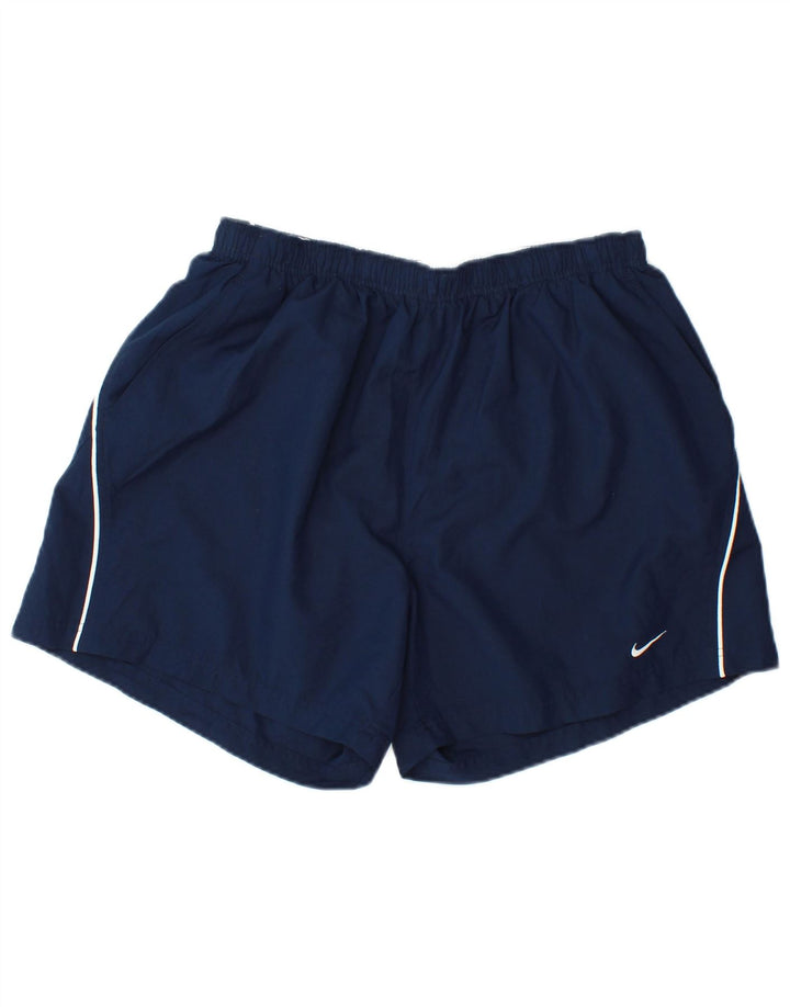 Nike Pantalones cortos deportivos para hombre XL Poliéster a rayas azul marino