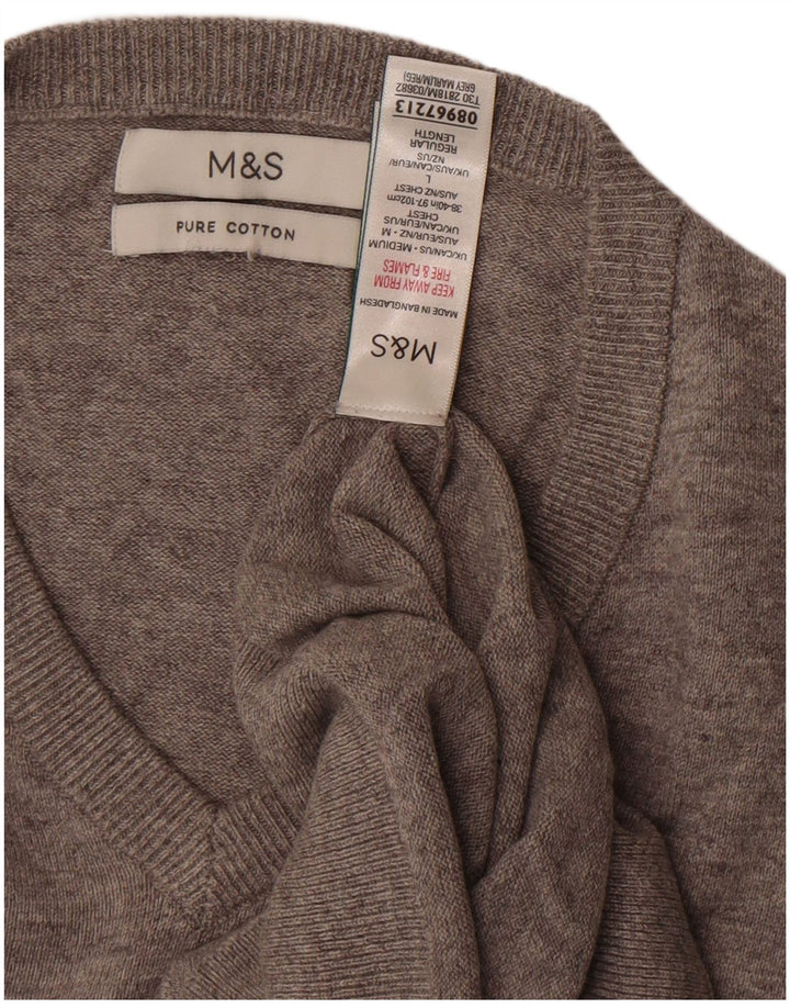 Marks & Spencer Jersey con cuello en V para hombre, talla grande, algodón gris