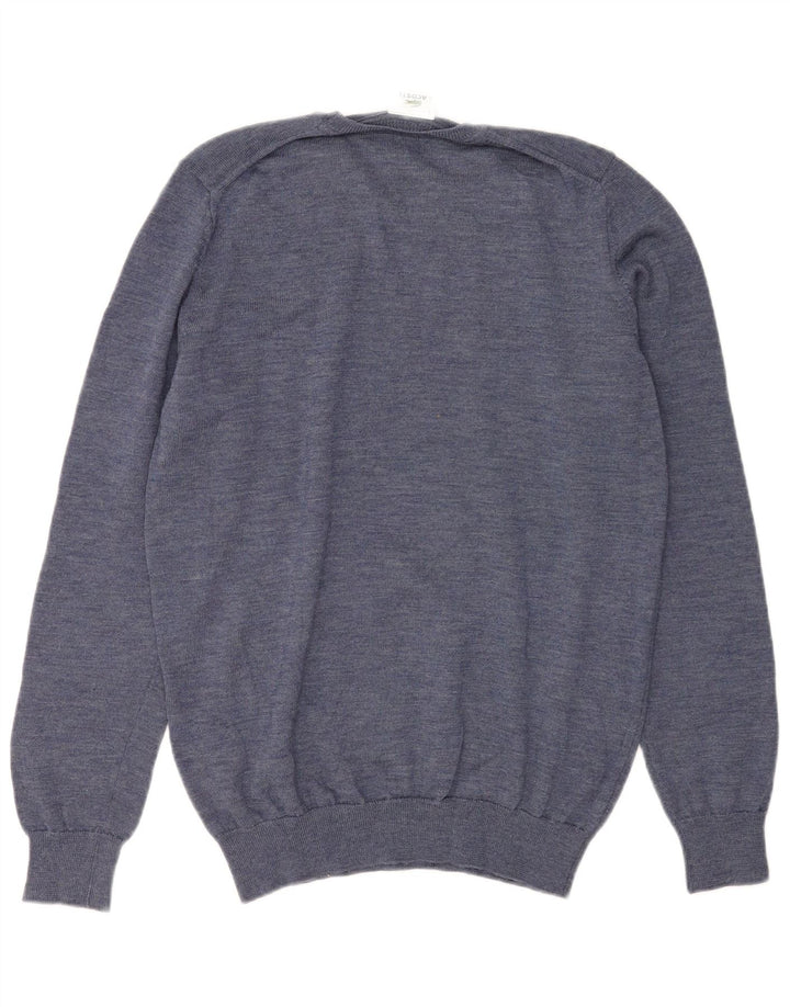 LACOSTE Jersey de cuello redondo para hombre talla 4 lana azul mediana