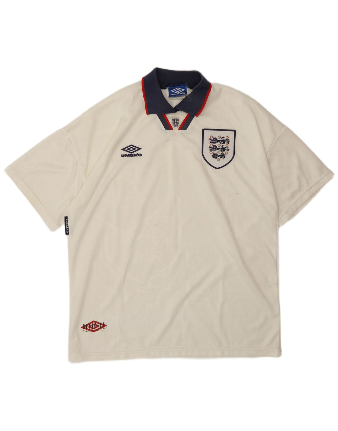 UMBRO Polo gráfico de local de Inglaterra 1993-1994 para hombre XL Blanco Poliéster