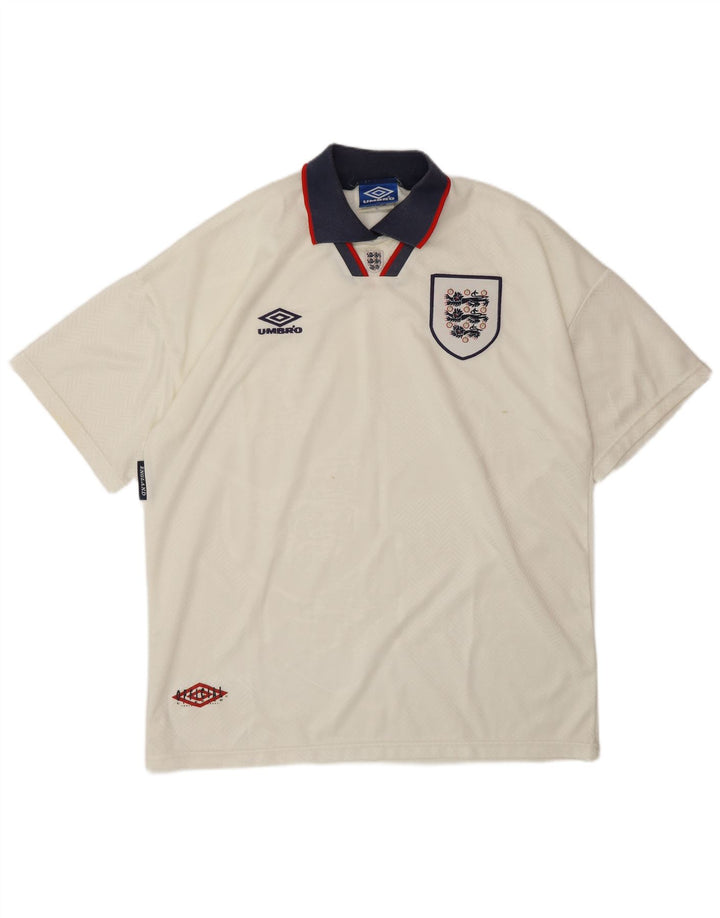 UMBRO Polo gráfico de local de Inglaterra 1993-1994 para hombre XL Blanco Poliéster